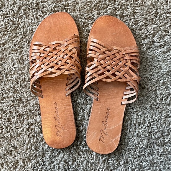 Matisse Fred Woven Leather Sandals in cognac tan size 9 - Picture 3 of 9